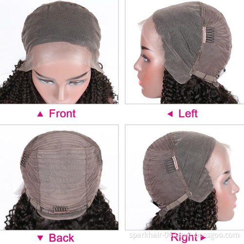 Cheap Raw Brazilian Virgin Water Wave Human Hair Lace Front Wig Pre-Plucked Transparent Swiss Lace Closure Wigs for black women